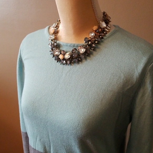 Forever 21 blue grey colorblock light sweater L - Picture 2 of 5